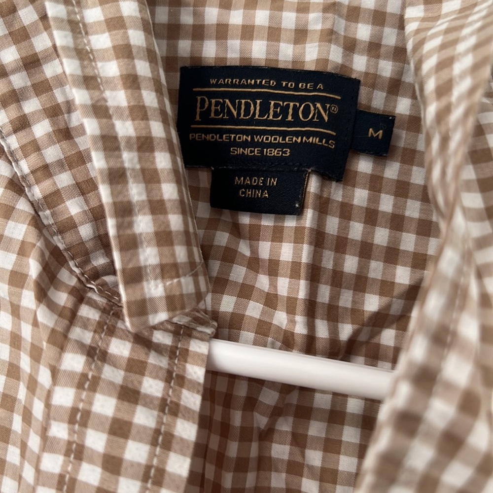 Pendleton Plaid Neutral Button Down, Size M - image 3